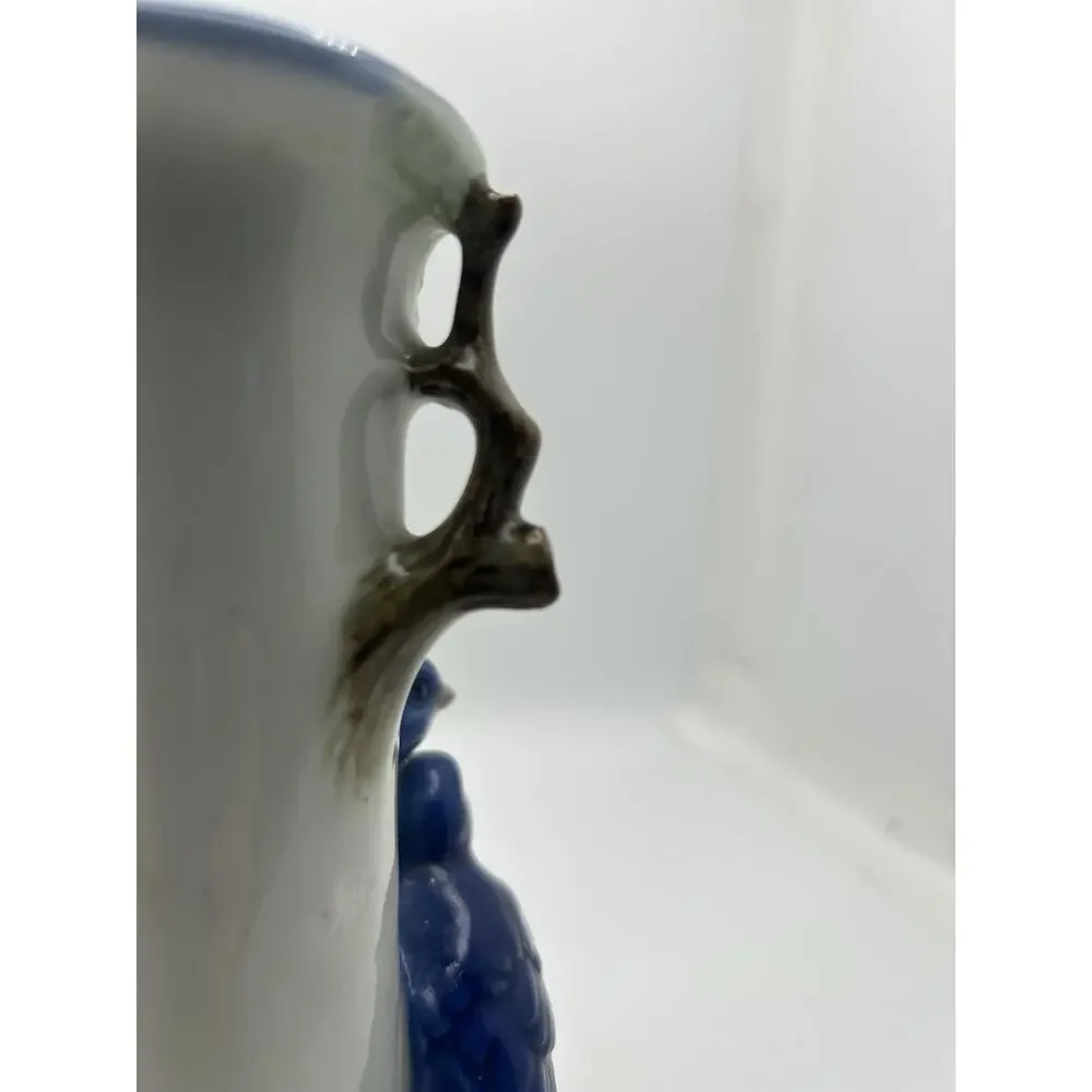 Vintage Porcelain Vase. Representing Trees And Birds.